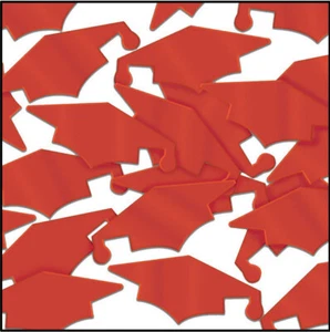 CAPPELLI LAUREA festa CONFETTI TAVOLA DECORAZIONI 1 confezione scuola colori ROSSO - Foto 1 di 1