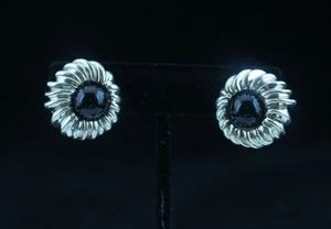 Tiffany & Co. Ohrringe Sterlingsilber Onyx Edelstein Blume - Bild 1 von 3