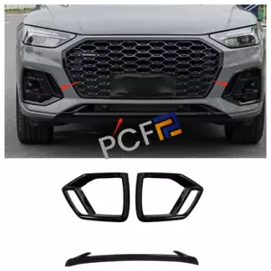 For AUDI Q5 SQ5 Sportback 2021-2024 Glossy black Front Bumper Fog Light Trim - Picture 1 of 16