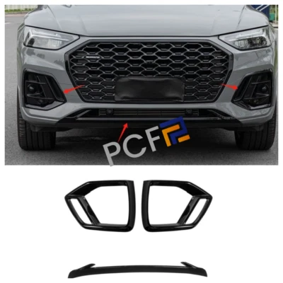 For AUDI Q5 SQ5 Sportback 2021-2024 Glossy black ​​ Front Bumper Fog Light Trim​ - Image 1 of 4
