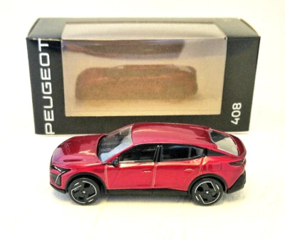 Peugeot 408 (2023), Rosso Metallizzato, Peugeot-Box 1:64 - Immagine 1 di 2