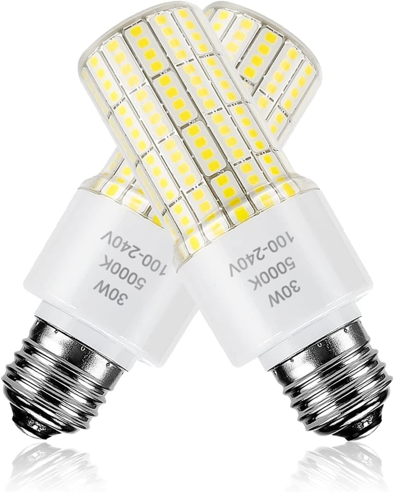 2 Pack Led Light Bulb 3750 Lumen 5000K Cool Daylight White 30W E26 for Garage - Image 1 of 4