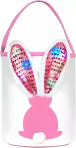 Easter Bunny Baskets with Lights for Baby Girls,Large Pink Kids Easter Bucket To - Picture 1 of 12