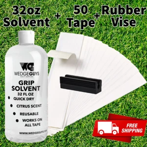 Golf Club GRIP KIT 50 Tape Strips, 32 oz Solvent, Vise Clamp, & Instructions - Picture 1 of 4