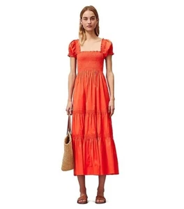 Tory Burch Kleid Smocked Tiered Midi Dress Size L $448.00 - Picture 1 of 9