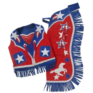 Juego de chalecos y chapas occidentales Little Riders - rojo, azul, gris suave - estrellas- S, M,L - Imagen 1 de 2