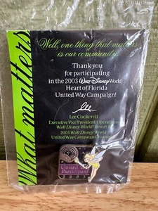 Prendedor Campanilla Campanilla United Way Participante 2003 Nuevo Walt Disney World - Imagen 1 de 7