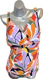 Anne Cole Womens Tankini Swimsuit Top Plus Size 24W Lilac Orange Underwire NEW - Picture 1 of 8