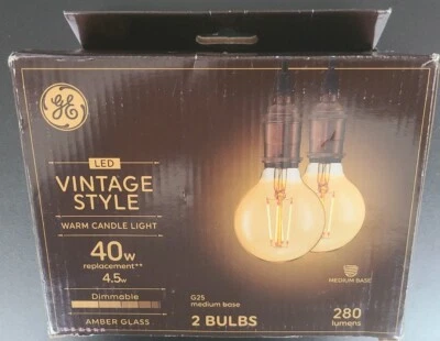 GE: Vintage Style, 4.5W Dimmable G25 LED Light Bulb, 40W Equivalent (2 Pack) - Image 1 of 2
