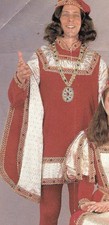 RED VELVET MEDIEVAL KING TUNIC & HAT WITH JEWELS THEATRE CHARACTER COSTUME