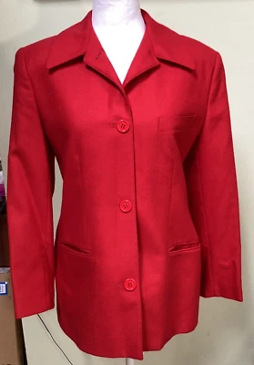 Collectible Gold by Giorgio Sant' Angelo Size 10 Red Wool Lined 3-Button Blazer - Image 1 of 4