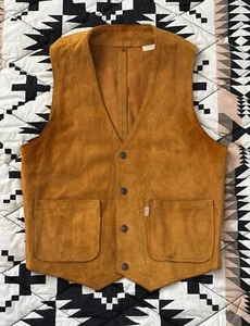 Levis Vintage Clothing LVC 1950s Brown Suede Short Horn Vest Reproduction S - Picture 1 of 5