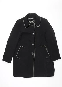Anne Klein Womens Black Overcoat Coat Size M Button - Picture 1 of 10