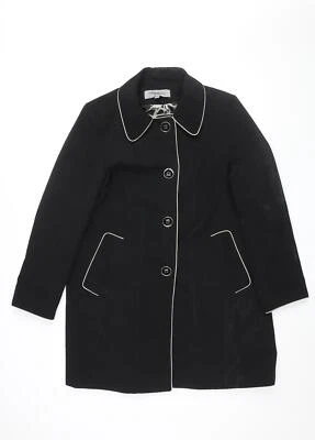 Anne Klein Womens Black Overcoat Coat Size M Button - Image 1 of 4