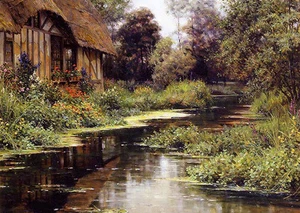 Oil painting summer afternoon, normandy wonderful landscape free shipping canvas - Picture 1 of 1