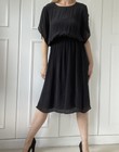 IRIS Black silky dress elastic waist size S 8-12