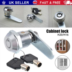 16/20mm Barrel Drawer Cabinet Mail Box Locker Cam Lock Door Cupboard with 2 Key - Picture 1 of 12