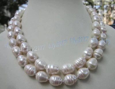 7-9MM GENUINE NATURAL WHITE FRESHWATER CULTURED BAROQUE PEARL NECKLACE 14-72'' - Image 1 of 4