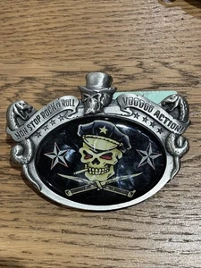 VINCE RAY DESIGNS METAL NON STOP Rock roll Voodoo Action BIKER BELT BUCKLE - Picture 1 of 2