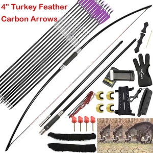 65" English Traditional Longbow Carbon Arrow 25-120lbs Takedown Bow Archery Hunt - Picture 1 of 18
