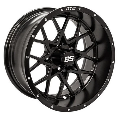 Golfwagen GTW 12x7 Matt Schwarzes Vortex Rad | 3:4 Offset 4/4 Muster - Bild 1 von 2