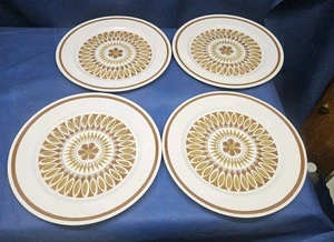 Vintage 1960s Mikasa Stoneware "Mediterrania Expresso Brown" Set/4 Dinner Plates - Picture 1 of 5