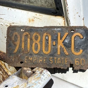 VINTAGE 1960 New York Empire State License Plate 9080-KC - Picture 1 of 10