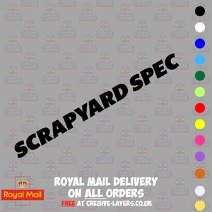 SCRAPYARD SPEC Vinyl Sticker – Funny Car Decal for Vans, Builds, Tools, Dash - Picture 1 of 26