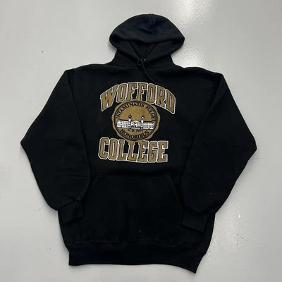 Sudadera con Capucha Negra JanSport Wofford College Años 90 De Colección Pullover Para Hombres Talla XL Foto 1 de 4