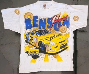 Johnny Benson Cheerios Racing Nascar All Over Print T Shirt Mens XL AOP Vintage - Picture 1 of 10