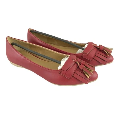 Ollio Mujer Ballet Planos Borla Flecos Imitación Cuero Sin Cordones Punta Roja 6 Foto 1 de 4
