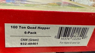 Tolva cuádruple Walthers escala HO 100 toneladas CNW verde paquete de 6 #932-49461 - sellada nueva Foto 1 de 3