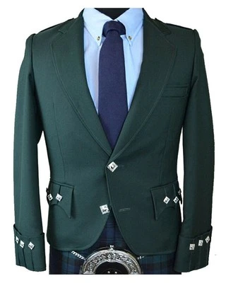 New Scottish ARGYLE  Kilt Jacket green wool all sizes available - Photo 1/3