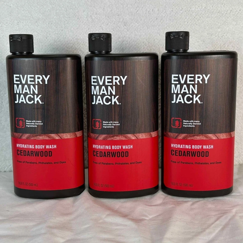 3 Pack Every Man Jack Cedarwood Hydrating Body Wash 16.9 fl oz (500 ml) NEW - Image 1 of 4