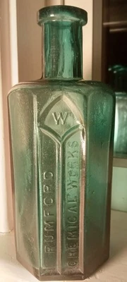 Antique Teal Rumford Chemical Works Bottle Medicine Bottle - Image 1 of 4