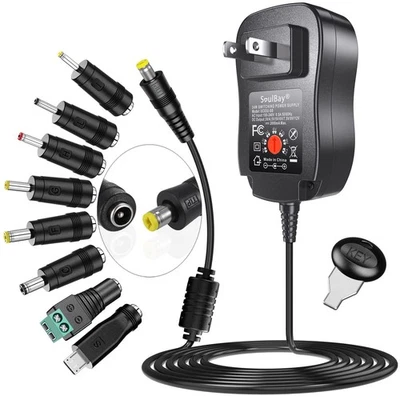 24W Universal AC/DC Adapter 12V 9V 7.5V 6V 5V 4.5V 3V 2A with 8 Plugs - Pow - Image 1 of 4