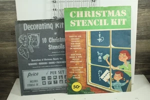Vintage MCM 1950's Glass Wax Christmas Stencils - Picture 1 of 3