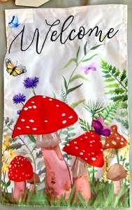 Garden Flag Welcome Mushroom 11.5 X 18 Vibrant Colors  100% Polyester - Picture 1 of 3