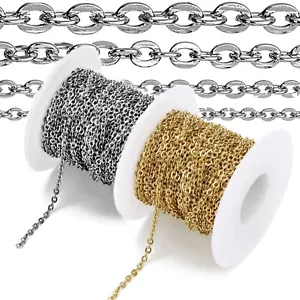 5 Yard Edelstahl Flachkabel Gliedkette Schmuckherstellung - Bild 1 von 10