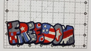 USA "FREEDOM" ~ Size 6" X 2.25" Embroidered Iron On Patch #2 - Picture 1 of 1