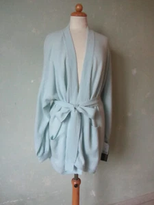 CRUSH. Strickjacke Cardigan feinstrick hellblau lang oversize 36 38 40 / S M L - Bild 1 von 6