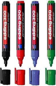4er Set Edding 300 Permanentmarker Edding 300 schwarz, rot, blau und grün - Bild 1 von 1