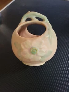 Vintage Weller Korb Keramik Pfirsich Wildrose Vintage 1930-35 signiert - Bild 1 von 4