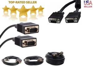 6FT 10FT 25FT 50FT 75FT 100FT HD15 SVGA VGA Monitor Cable M/M Male To Male Cord - Picture 1 of 11