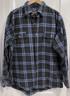 Moose Creek Plaid Flannel Shirt Men's XL-Tall Button Up Heavy Cotton Blue Green - Image 1 of 4