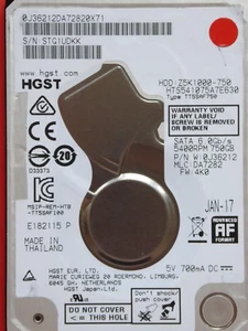 HGST HTS541075A7E630 | MLC: DA7282 | P/N: 0J36212 | ENERO 2017 | 750 GB #02 - Imagen 1 de 1