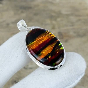 Ammolite Gemma Ciondolo 925 Argento Sterling Fatto a Mano Gioielli Per Regali - Foto 1 di 4