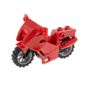 1x Lego Motorcycle City Red Chassis Black Wheels Stand New-Light Gray 52035c02 - Picture 1 of 2