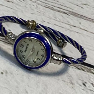 Geneva Blue Silver Twisted Cable Bracelet Watch Quartz Small Face Vintage Style - Picture 1 of 5
