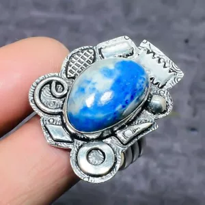 Lapis Lazuli Gemstone Handmade 925 Sterling Silver Jewelry Ring Size 9 J427 - Picture 1 of 3